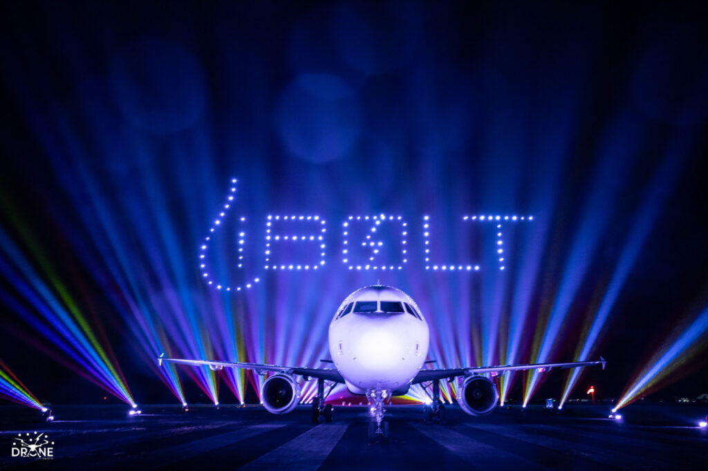 drone display at an airport