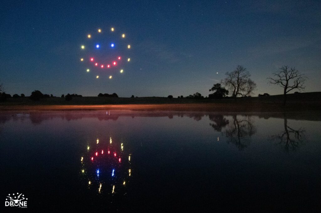 Wedding drone show smiley face