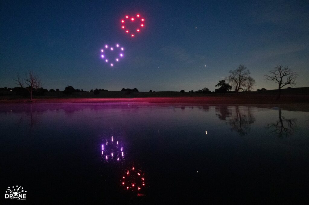 Wedding drone show hearts