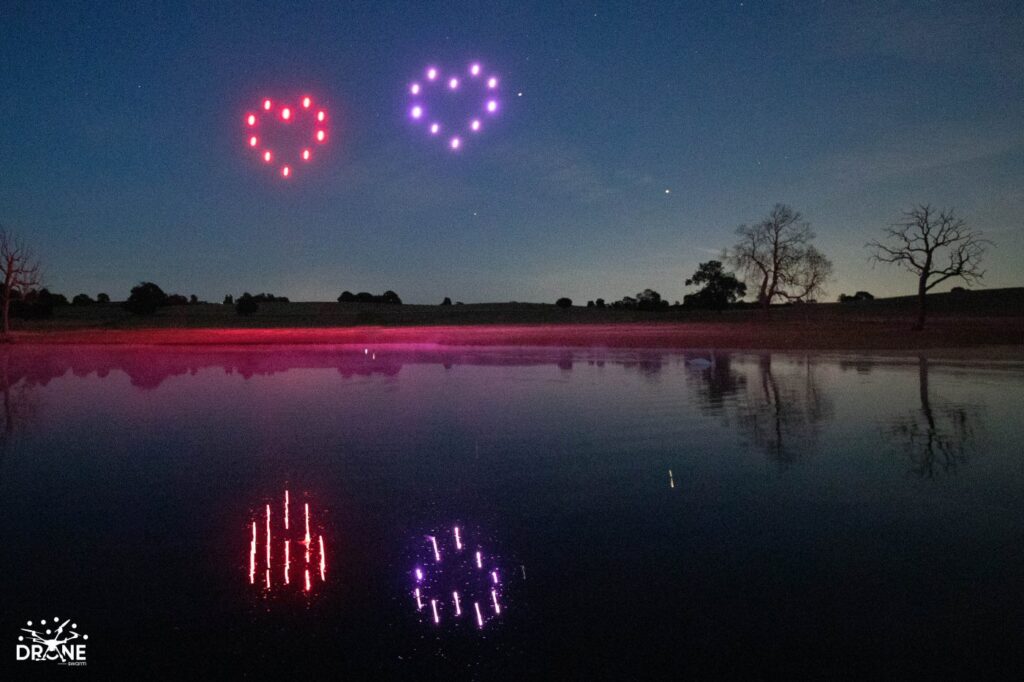 Wedding drone show hearts