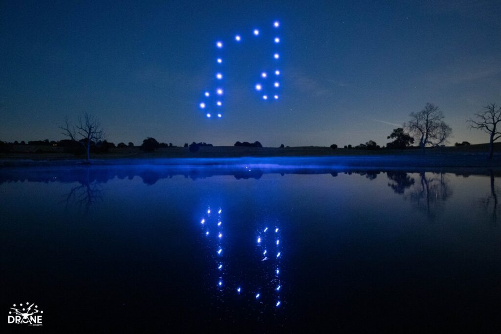 Wedding drone show - musical note