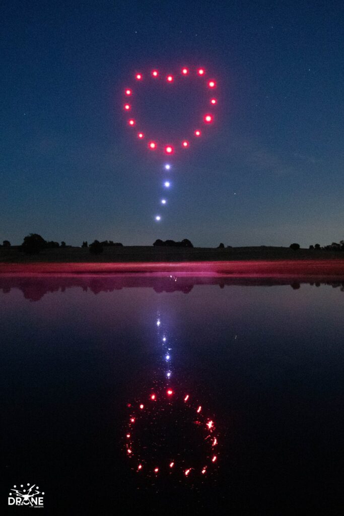 Wedding drone show - heart balloon